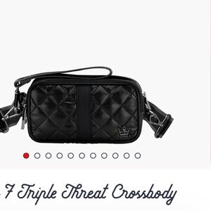 Oliver Thomas Quilted Black Crossbody Bag with Crown Logo NWT